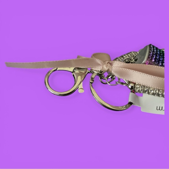 NWT Rainbow Rhinestones & Faux Pearls Perfume Mister & Beads Bag Charm - Picture 3 of 6